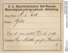 Etiketten zu Gold (NHMW-MIN-Ai638)